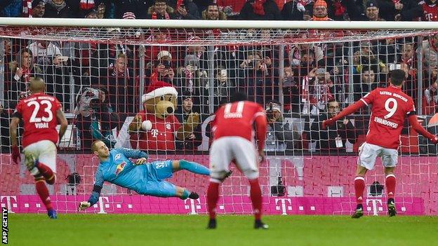 Robert Lewandowski scores from the penalty spot