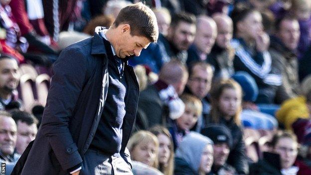 Rangers manager Steven Gerrard is left frustrated