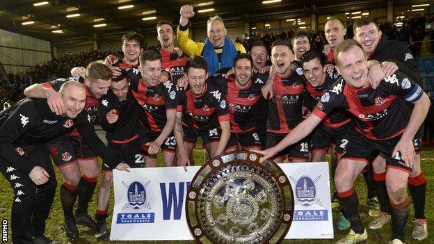 Crusaders lifted the County Antrim Shield last season by beating Ballymena 4-2 in the final