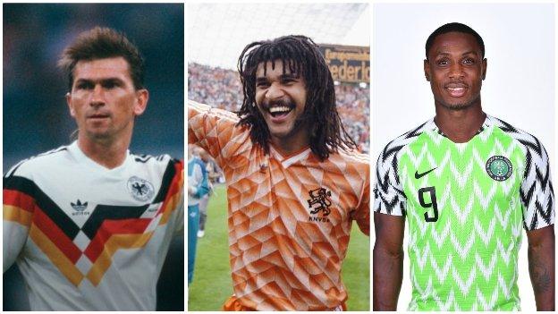 West Germany 1990, Netherlands 1988 and Nigeria 2018 kits