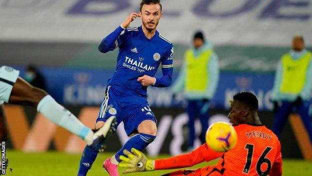 James Maddison scores against Chelsea