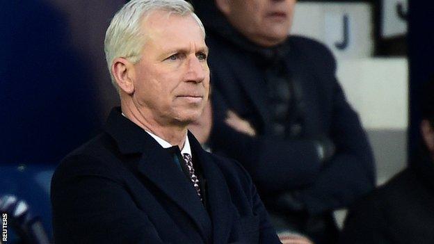 West Brom manager Alan Pardew looks pensive during the defeat to Huddersfield