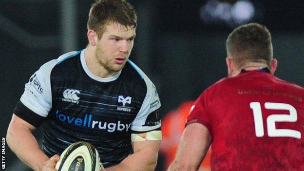 Olly Cracknell in action for Ospreys against Munster