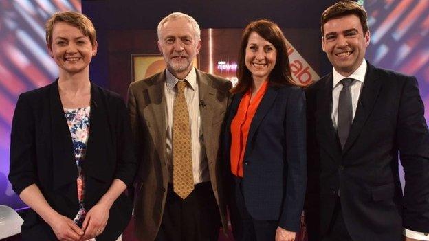 Yvette Cooper, Jeremy Corbyn, Liz Kendall and Andy Burnham