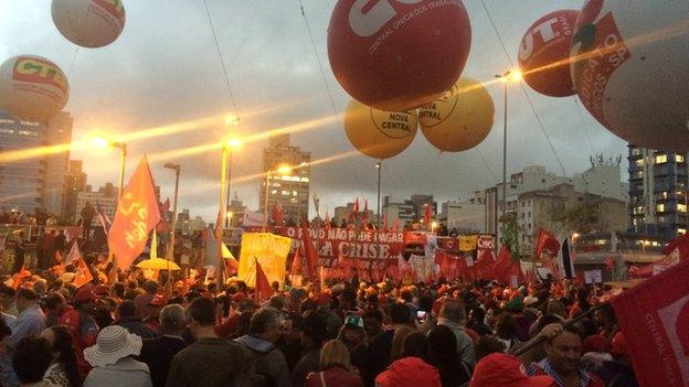 Protestors in Sao Paolo