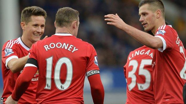 Morgan Schneiderlin, Ander Herrera and Wayne Rooney