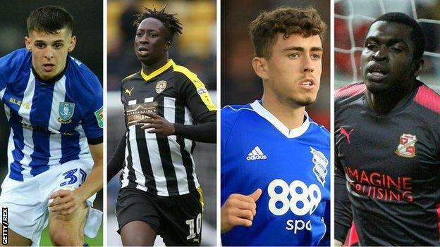 New Macclesfield signings (from left) Connor Kirby, Virgil Gomis, Corey O'Keeffe and Reice Charles-Cook