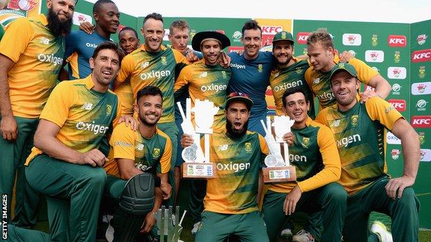 South Africa celebrate their series win