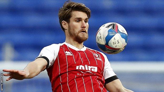 Charlie Raglan in action for Cheltenham Town