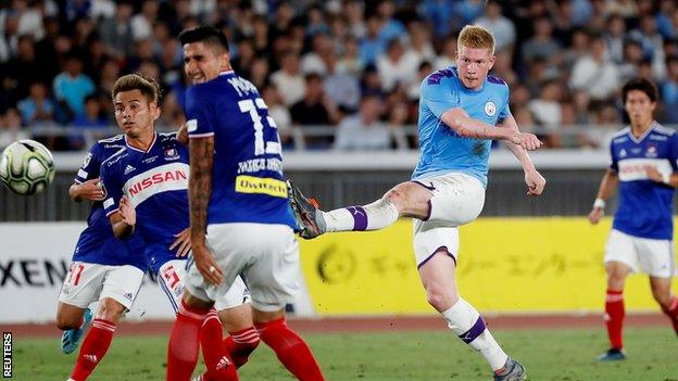 Kevin de Bruyne scores for Manchester City against Yokohama F Marinos