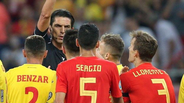 Spain defender Diego Llorente was sent-off