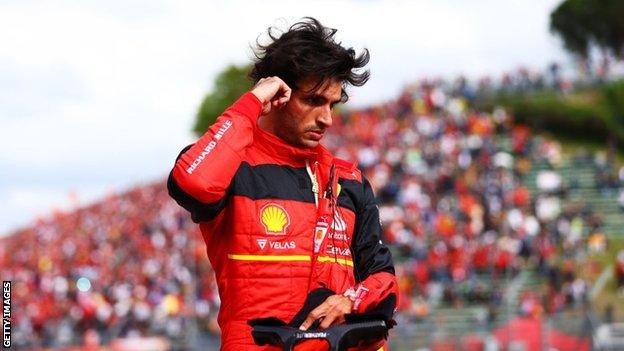 Carlos Sainz prepares to compete in the sprint race at Imola