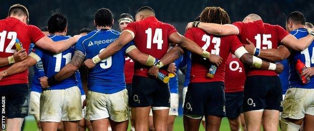 England and Samoa after the autumn Test in November 2014