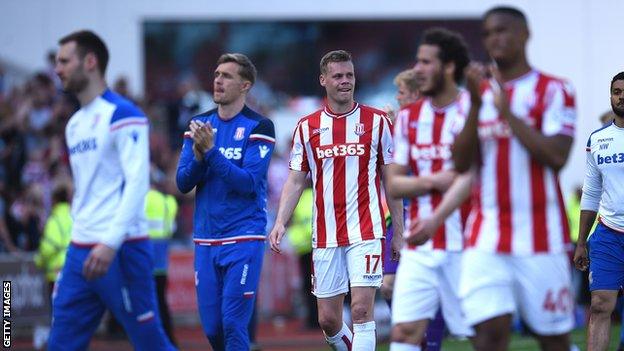Stoke dropped into the Championship thanks to a 2-1 home defeat by Crystal Palace on Saturday