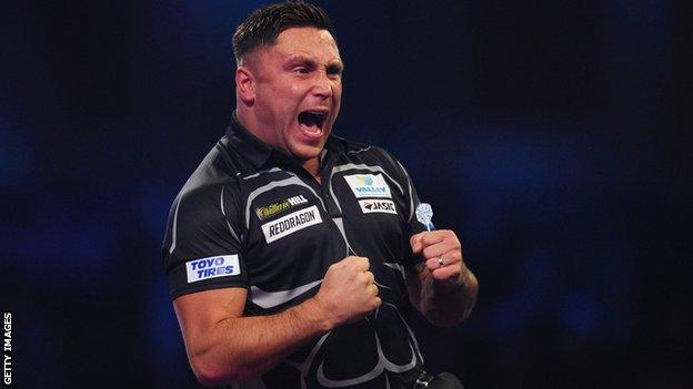 Wales' Gerwyn Price celebrates