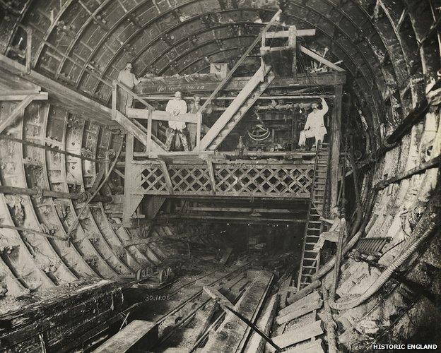 Rotherhithe Tunnel under construction, Southwark, London 30 November 1906. Unknown Photographer