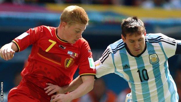 Kevin de Bruyne (left) and Lionel Messi