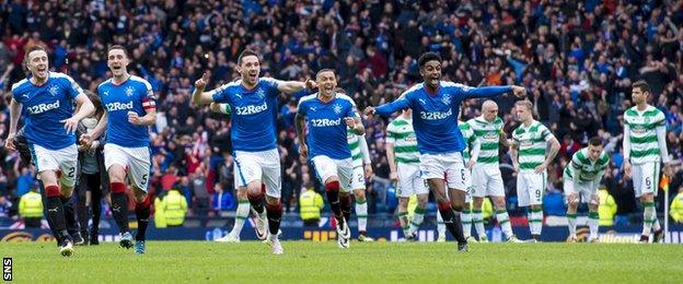 Rangers players celebrating