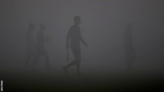 The Europa League match between Zlin and FC Copenhagen was suspended because of fog