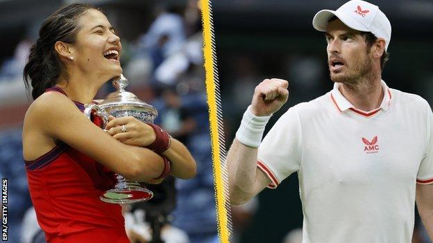 Split image of Emma Raducanu and Andy Murray