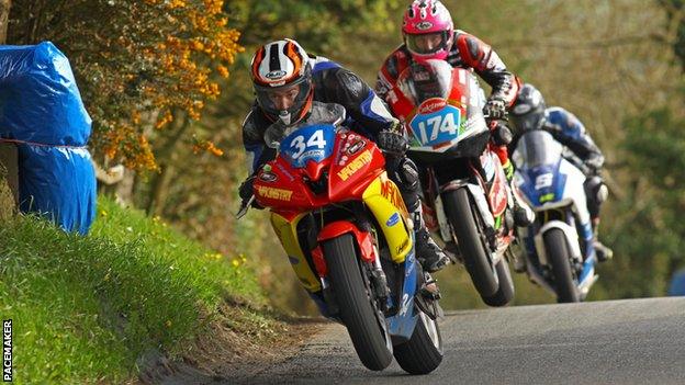 Daniel Mettam in action in the Supertwins class at the recent Cookstown 100