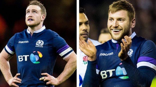 Scotland's Stuart Hogg and Finn Russell