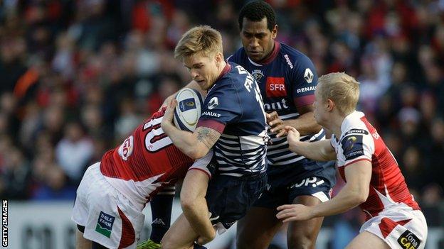 Ulster fly-half Paddy Jackson tackles Blair Connor in the Belfast clash against Bordeaux