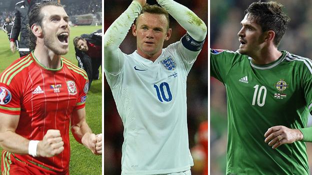 Gareth Bale, Wayne Rooney and Kyle Lafferty