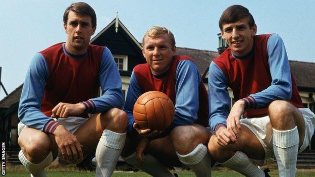 Geoff Hurst, Bobby Moore and Martin Peters