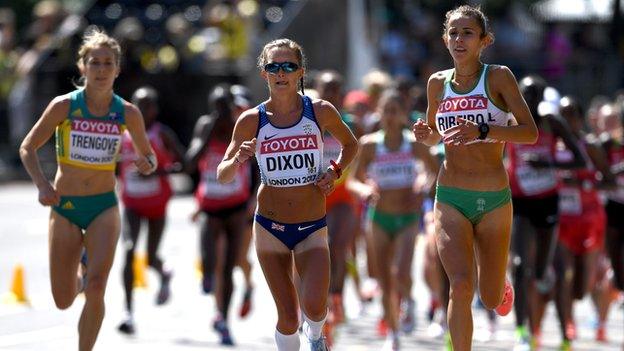 Alyson Dixon running at the World Athletics Championships in London in 2017