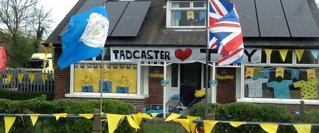 Houses and shops have embraced the Tour de Yorkshire with plenty of decorations