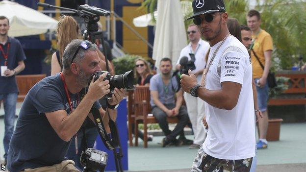 Lewis Hamilton in the Hungaroring paddock