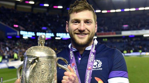 Finn Russell with the Calcutta Cup