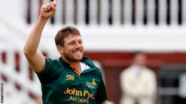 James Pattinson in action for Nottinghamshire