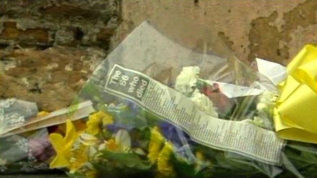 Tributes at Valley Parade after the fire