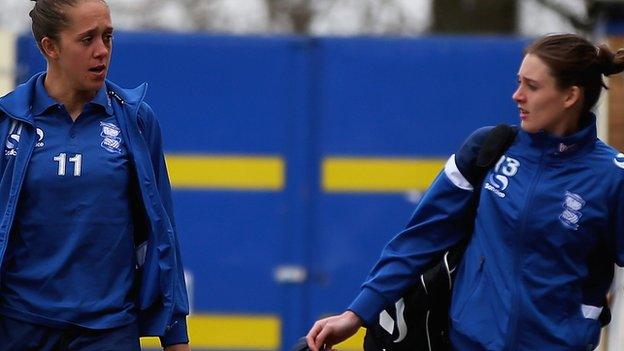 Birmingham City Ladies pair Jo Potter (left) and Jade Moore