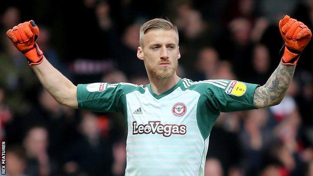 Daniel Bentley in action for Brentford