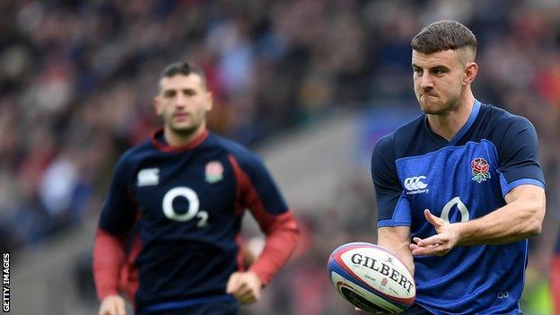 Ollie Devoto warming up for England