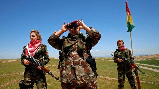 Yazidi and Kurdish women fighters