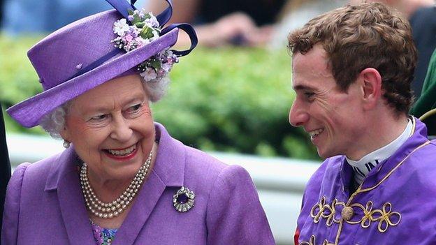 The Queen with jockey Ryan Moore