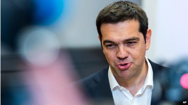 Greek Prime Minister Alexis Tsipras speaks during a media conference at an EU summit in Brussels on Monday, 22 June