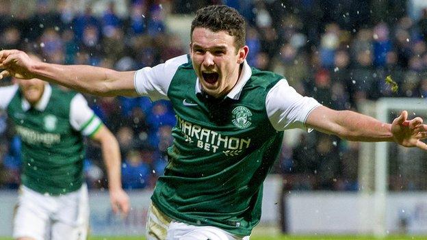 Hibernian's John McGinn celebrates