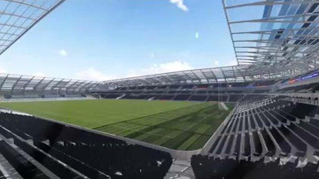 The latest design for the proposed new Casement Park was shown to spectators at last year's Ulster Football Final