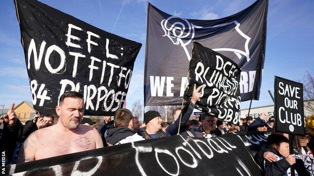 Derby fans protest