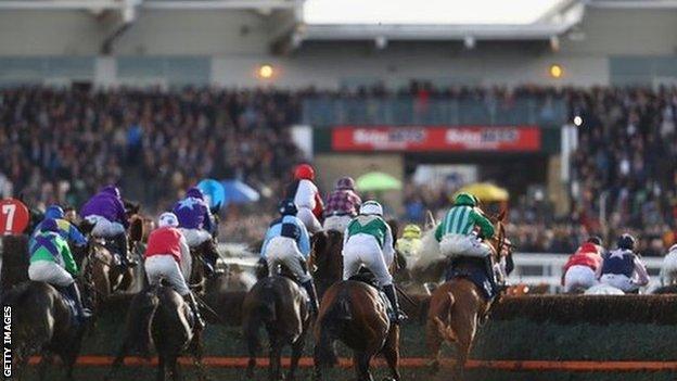 Horses race at the Cheltenham Festival 2018