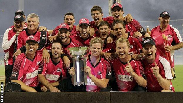 Sydney Sixers celebrate winning the Big Bash in 2011-12