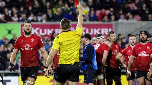 Tom O'Toole is show red against Toulouse