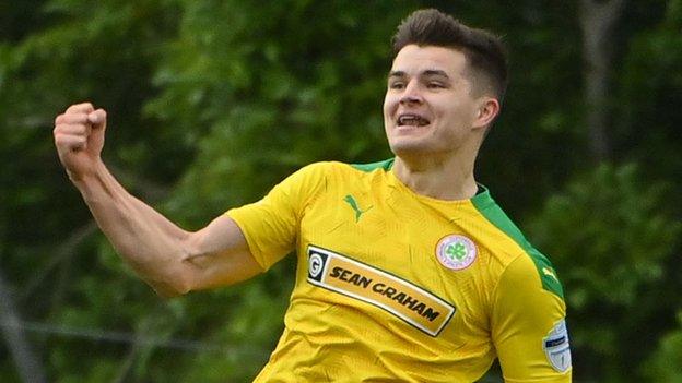 Delight for Cliftonville's Daire O'Connor after scoring the goal of the game at Inver Park