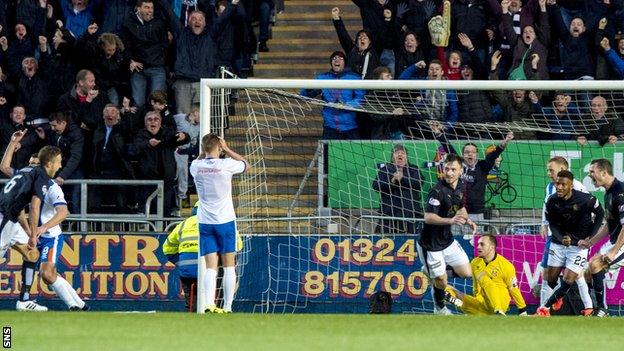 Will Vaulks (6) scored the only goal of the game to give Falkirk a first leg advantage