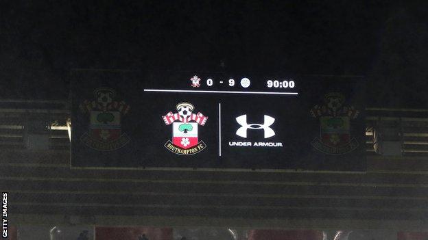 Southampton 0-9 Leicester scoreboard